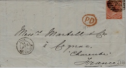 1864- Lettre De Londres Affr. 4 Pence  Planche 4  Entrée ANGL. AMB. CALAIS . E  Noir - Marques D'entrées