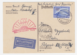 DR MiNr. 457 EF - Polarfahrt 2 Mark Auf Zeppelinkarte - Airmail & Zeppelin