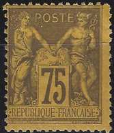 1876 Sage N/U N°99a** 75 C Violet Sur Jaune Fraicheur Postale Signé Calves - 1876-1898 Sage (Type II)