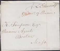 1835. FREE ON COVER FROM Edwars Comm Of Pension To The Pension Agent In Boston. Dated... () - JF301224 - …-1845 Prephilately