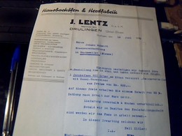 Facture Ecrite En Allemand De 1940 Fonderie J.Lentz à Drulingen ( Bas Rhin) Hausbachofen & Herdfabrick - 1900 – 1949