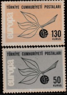 1965 UNUSED STAMP SET ON EUROPA FROM TURKEY /COMMON DESIGN -SPIKE EUROPA/LEAVES & CEPT INITIALS - 1965