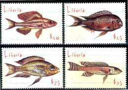 LIBERIA 2000** - Pesci / Fish - 4 Val. MNH, Come Da Scansione. - Fishes