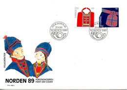 SUEDE. N°1516-7 Sur Enveloppe 1er Jour (FDC) De 1989. Costumes Traditionnels/Norden'89. - Costumes