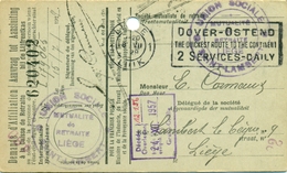 Dover-Ostend The Quickest Route To The Continent 2 Services-daily  : 1929 - Vlagstempels