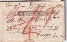 COLUMBIA 1833 LETTRE POUR L'ALLEMAGNE CACHET D'ENTREE  PAYS D'OUTRE MER PAR LE HAVRE - Entry Postmarks