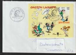 H 46) Frankreich 2001 Mi# 3511 In Bl. 24 FDC Avignon Nach Elmshorn: Fete Du Timbre, GASTON Comic - Used