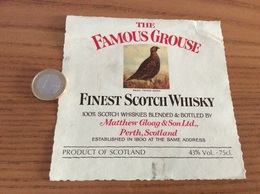 Etiquette Ecosse Type 1 «FINEST SCOTCH WHISKY - THE FAMOUS GROUSE - Matthew Gloag & Son - Perth» (oiseau) - Whisky
