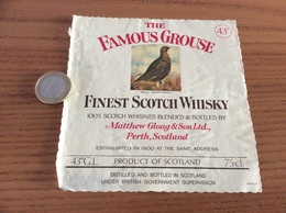 Etiquette Ecosse Type 2 «FINEST SCOTCH WHISKY - THE FAMOUS GROUSE - Matthew Gloag & Son - Perth» (oiseau) - Whisky