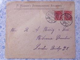 Denmark 1896 Cover Aalborg To London Bridge - Arms Lions - Storia Postale