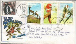 Jardin Zoologique De La Havane (Cuba) Oiseaux Du Zoo De Cuba. Lettre Envoyée à Andorra Avec Timbre à Date Arrivée - Brieven En Documenten