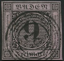 BADEN 4a O, 1851, 9 Kr. Schwarz Auf Altrosa, Nummernstempel 57, Allseits Breitrandig, Pracht - Otros & Sin Clasificación