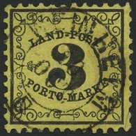 BADEN LP 2x O, 1863, 3 Kr. Schwarz Auf Gelb, Zentrischer K2 WEINHEIM, Feinst (leichte Zahnmängel), Gepr. Stegmüller, Mi. - Autres & Non Classés
