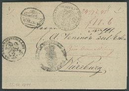 BAYERN Fuhrmannsbrief Von 1841 Mit Kleinem Ovalstempel Güter Bestätterei WÜRZBURG, Sowie 3 Zollstempeln, Pracht - Prephilately