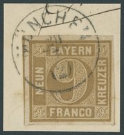 BAYERN 11 BrfStk, 1862, 9 Kr. Ockerbraun, Kleiner K1 MÜNCHEN, Kabinettbriefstück, Gepr. Brettl - Andere & Zonder Classificatie