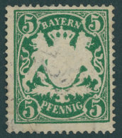 BAYERN 61yW O, 1890, 5 Pf. Dunkelopalgrün, Wz. 3, Leichter Eckbug Sonst Pracht, Gepr. Pfenninger Und Dr. Helbig, Mi. 450 - Andere & Zonder Classificatie