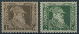 BAYERN 86/7I *, 1911, 1 Und 2 M. Luitpold, Type I, Falzreste, 2 Prachtwerte, Mi. 240.- - Andere & Zonder Classificatie