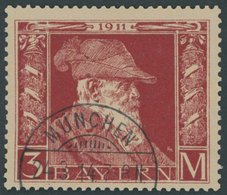 BAYERN 88II O, 1911, 3 M. Luitpold, Type II, Pracht, Mi. 80.- - Sonstige & Ohne Zuordnung