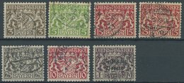 BAYERN D O, 1916-19, 7 Verschiedene Gestempelte Mittlere Werte Aus Mi.Nr. 16-43, Pracht, Alle Gepr. Helbig, Mi. 110.- - Sonstige & Ohne Zuordnung