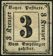 BAYERN P 1 *, 1862, 3 Kr. Schwarz, Stärkere Falzreste, Pracht, Gepr. Pfenninger, Mi. 160.- - Andere & Zonder Classificatie