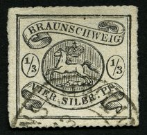 BRAUNSCHWEIG 13A O, 1864, 1/2 Sgr. Schwarz, Bildseitig Pracht, Leicht Erhöht Signiert Bühler Und Pfenninger, Mi. 2800.- - Brunswick