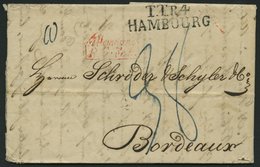HAMBURG - THURN UND TAXISCHES O.P.A. 1829, TT.R.4 HAMBOURG, L2 Auf Brief Nach Bordeaux, Roter Französicher Stempel Und R - Other & Unclassified