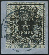 HANNOVER 11 BrfStk, 1856, 1/15 Th. Schwarz/grauultramarin, Prachtbriefstück, Mi. 90.- - Hanover