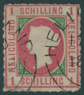 HELGOLAND 2 O, 1867, 1 S. Rosakarmin/dunkelgrün, Feinst (winzige Rückseitige Schürfung), Mi. 250.- - Héligoland