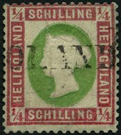 HELGOLAND 8b O, 1873, 1/4 S. Lilarosa/graugrün, L1, Stark Repariert, Gepr. Lemberger, Mi. 3000.- - Héligoland