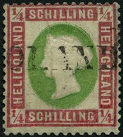 HELGOLAND 8b O, 1873, 1/4 S. Lilarosa/graugrün, L1, Stark Repariert, Gepr. Lemberger, Mi. 3000.- - Helgoland