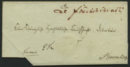 PREUSSEN De Friedrichsbruch, Handschriftlich In Rot Auf Briefhülle Nach Bromberg, Pracht - [Voorlopers
