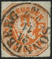 PREUSSEN 23 O, 1867, 2 Kr. Orange, Zentrischer TuT-Stempel SONNEBERG, Pracht, Gepr. Pfenninger, Mi. (120.-) - Andere & Zonder Classificatie