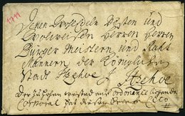 SCHLESWIG-HOLSTEIN - ALTBRIEFE 1711, Cito-Briefhülle Aus Itzehoe An Die Herren Bürgermeister Und Ratsmänner Der Königl.  - Préphilatélie