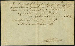 SCHLESWIG-HOLSTEIN 1814, Postschein Mit Ortsdruck Itzehoe, Pracht - Prefilatelia