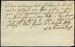 SCHLESWIG-HOLSTEIN ITZEHOE, Handschriftlich Auf Feldpostschein (1809), Pracht - Prephilately