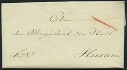SCHLESWIG-HOLSTEIN 1814, Siegelbrief Mit Inhalt Von Kiel Nach Husum, Komplettes Lacksiegel Königl:/zur Besitzn:der/zu Rä - Schleswig-Holstein