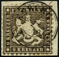 WÜRTTEMBERG 28d BrfStk, 1863, 9 Kr. Schwarzbraun, K3 NEUENBURG, üblich Gezähnt, Prachtbriefstück, Signiert, Mi. 220.- - Other & Unclassified