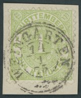 WÜRTTEMBERG 43 BrfStk, 1874, 1 Kr. Gelblichgrün, K3 WEINGARTEN, Prachtbriefstück - Andere & Zonder Classificatie