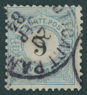 WÜRTTEMBERG 54 O, 1881, 5 M. Mittelgrünlichblau/schwarz, Pracht, Mi. 200.- - Other & Unclassified