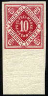 WÜRTTEMBERG 102bPU **, 1875, 10 Pf, Karminrot, Ungezähnt, Mit Unterrand, Pracht, Mi. 100.- - Andere & Zonder Classificatie