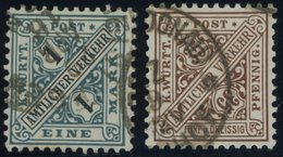 WÜRTTEMBERG 254,256 O, 1917/9, 1 M. Schwarzbläulichgrün/schwarz Und 25 Pf. Dunkelgelbbraun, 2 Prachtwerte, Gepr. Infla,  - Autres & Non Classés