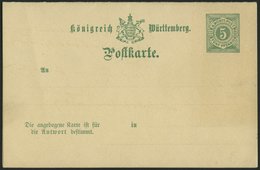 WÜRTTEMBERG P 33 BRIEF, 1890, 5/5 Pf., Rechteckiger Rahmen, Inlandskarte In Geänderter Schrift, Ohne Strich Unter Dritte - Other & Unclassified