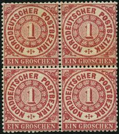 NDP 16 VB **,* , 1869, 1 Gr. Karmin Im Viererblock, 2 Werte Postfrisch, Normale Zähnung, Pracht - Otros & Sin Clasificación