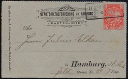 HAMBURG D K 1 BRIEF, HAMMONIA I: 1887, Kartenbrief, 3 Pf. Rot Auf Blaugrau, R2, Pracht - Posta Privata & Locale