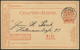 KIEL A P 18 BRIEF, COURIER: 1898, 3 Pf. Orangerot, Depeschen, Mit Datumsbrückenstempel COURIER KIEL Auf Prachtkarte - Privatpost