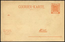 KIEL A P 22F BRIEF, COURIER: 1899, 3/3 Pf. Orange, Antwort-Doppelkarte Mit Fehldruck Auf Antwortteil, Ungebraucht, Prach - Private & Lokale Post