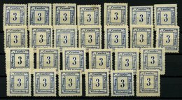 WITTENBERG 9a,b *,(*) , 1897, 3 Pf. Blau, Partie Von 26 Werten, Einige Teilgezähnt, Feinst/Pracht - Correos Privados & Locales