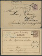 BAHNPOST DR P BRIEF, Emden-Warburg (II Und III), L3, 1878, 2 Ganzsachenkarten, Feinst (Bedarfsmängel) - Maschinenstempel (EMA)