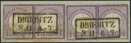 Dt. Reich 1 Paar BrfStk, 1872, 1/4 Gr. Grauviolett, 2 Waagerechte Paare Mit Zentrischen R2 DRIEBITZ Auf Dekorativem Brie - Gebruikt