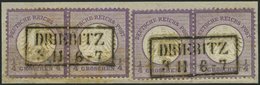 Dt. Reich 1 Paar BrfStk, 1872, 1/4 Gr. Grauviolett, 2 Waagerechte Paare Mit Zentrischen R2 DRIEBITZ Auf Dekorativem Brie - Used Stamps